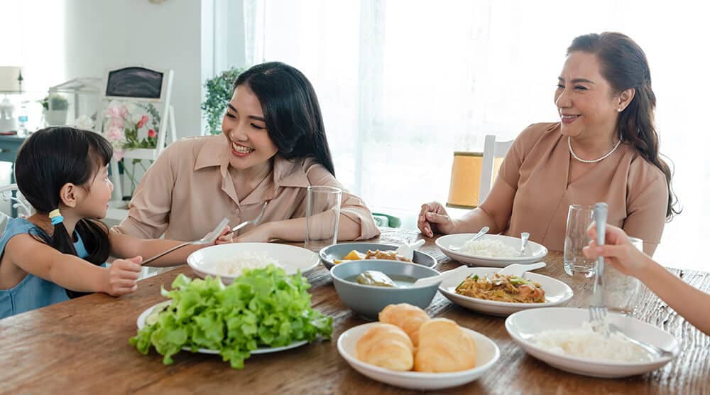 Thai people sharing food